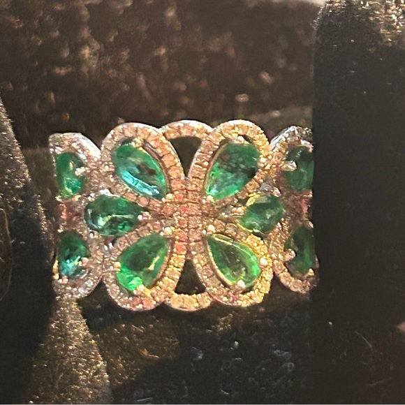 Effy 14k white gold emeralds and diamonds